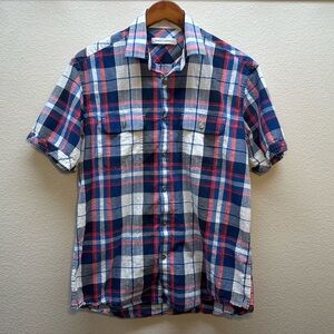 James Campbell Blue and Red Casual Button Down Shirt